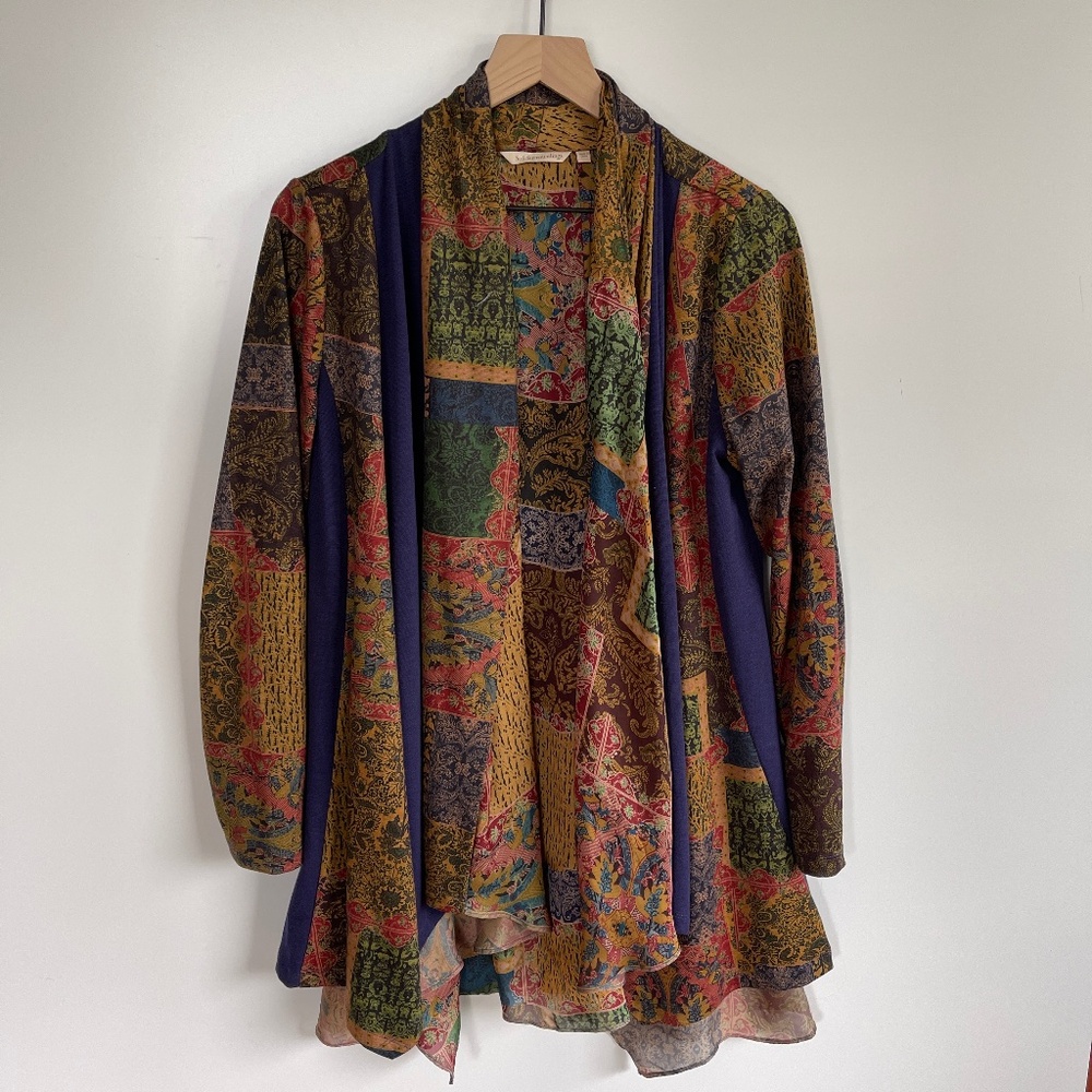 Soft Surroundings Izmir Topper Cardigan Open Front Cascade‎ Waterfall Size M